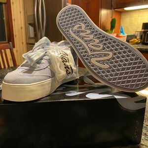 Vintage Vans Plat Skool Platform 90s Dream Blue Suede Waffle Sole Women’s Size 8